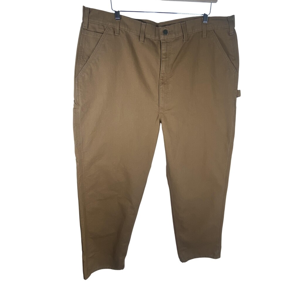 Carhartt Pants Mens 44x36 Brown Loose Fit Washed Duck Carpenter Work B11-BRN